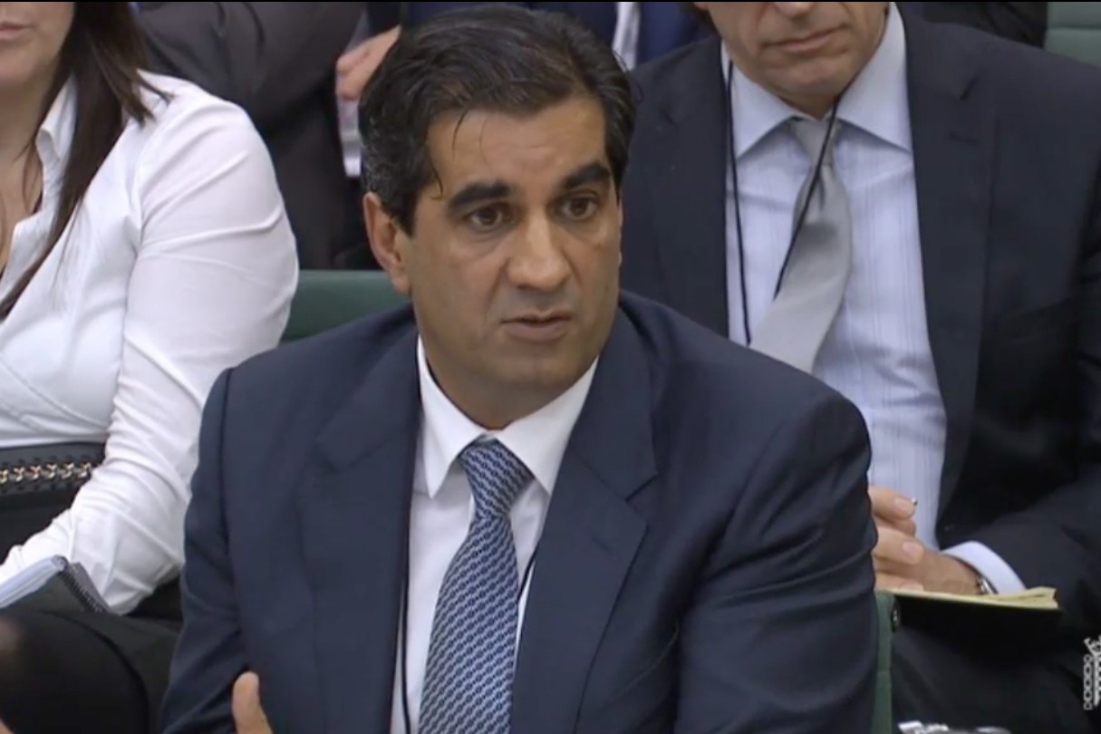 The 2 Sisters boss, Ranjit Singh Boparan, was summoned to an Environment, Food and Rural Affairs enquiry following a Guardian/ITV investigation into its West Bromwich plant. Photo: Parliament TV.