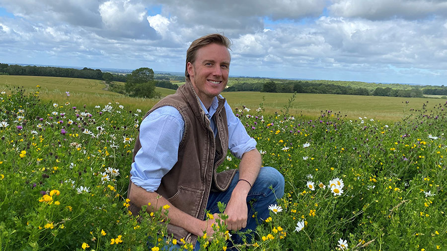 Anthony Pelly in a field