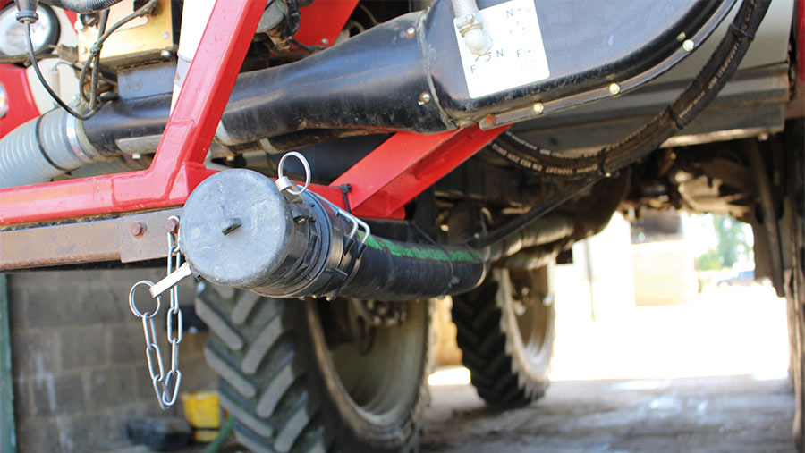 Hose extension on sprayer