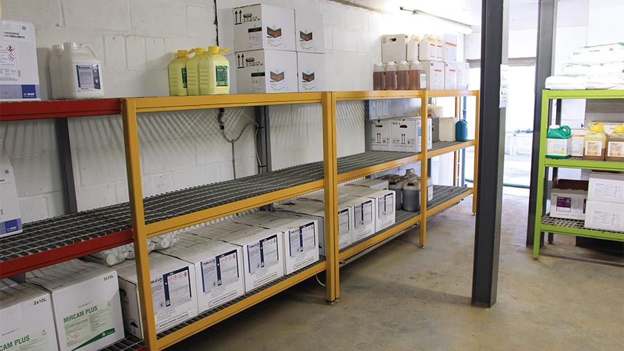 Colour-coded chemical store