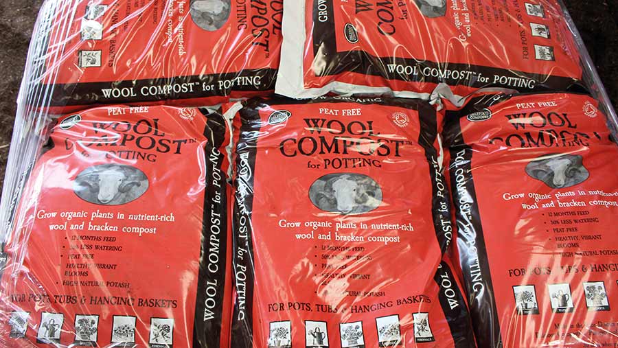 Bags of bracken compost