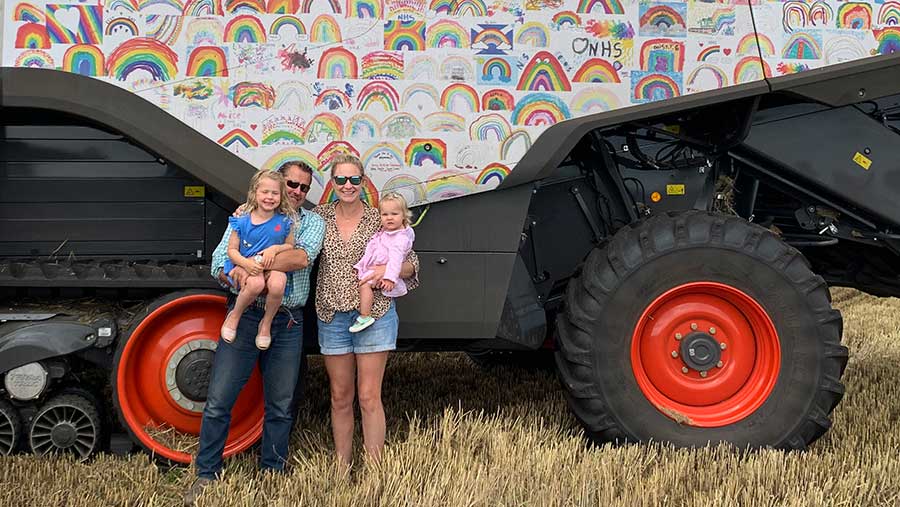 Rainbow-clad combine harvests crops to support NHS heroes