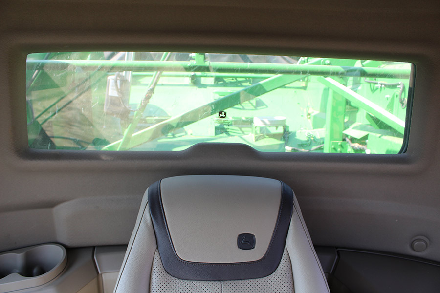 View of grain window in cab