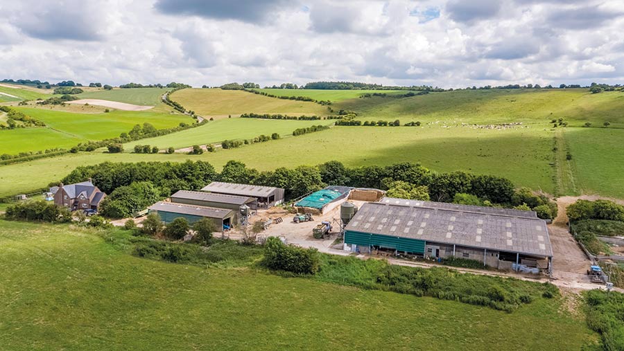 Aerial view of farmland