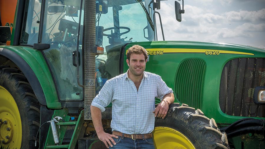 Farmer Rick Davies with his John Deere tractor