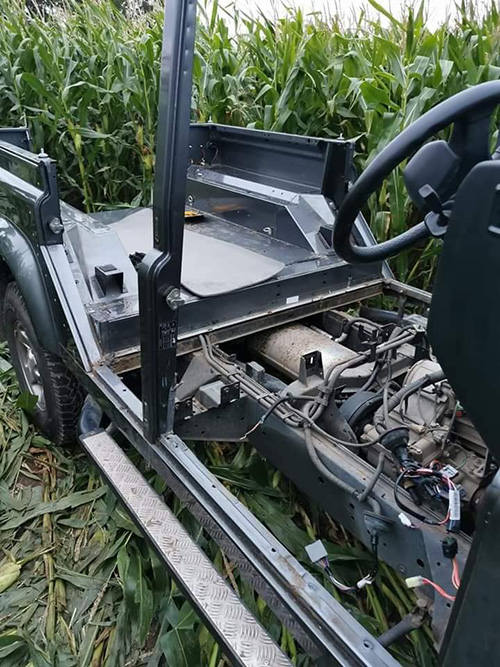 The gutted Land Rover
