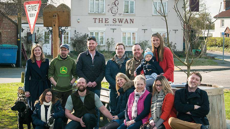 Some of the campaigners outside the pub