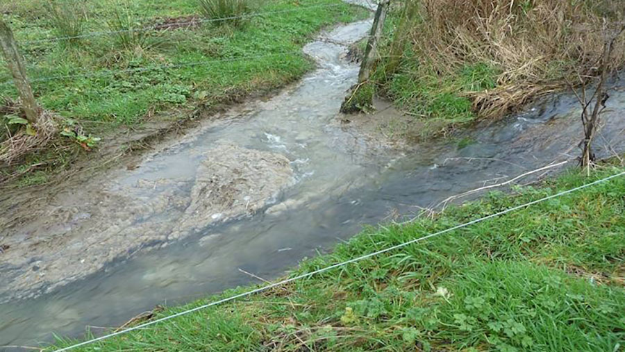 Polluted river © Natural Resources Wales