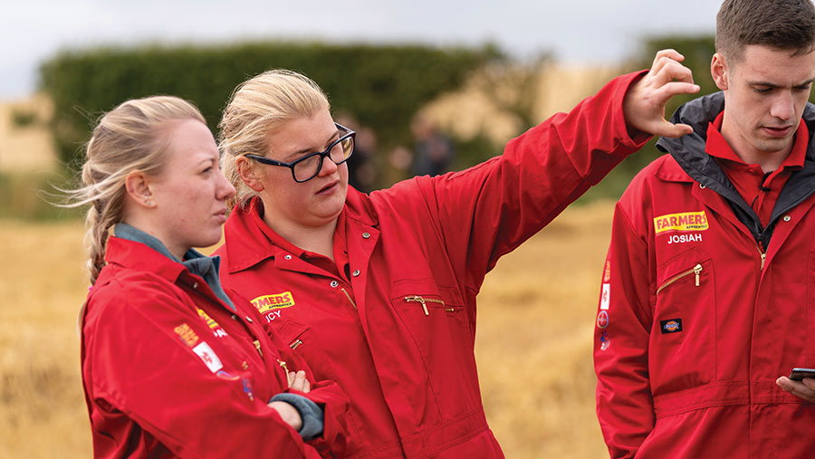 Lucy Dickinson (centre) and other contestants during bootcamp © Tom Askew-Miller