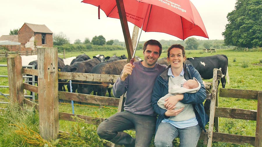 Farmer Matthew Wright with wife and daughter © Rodbaston College