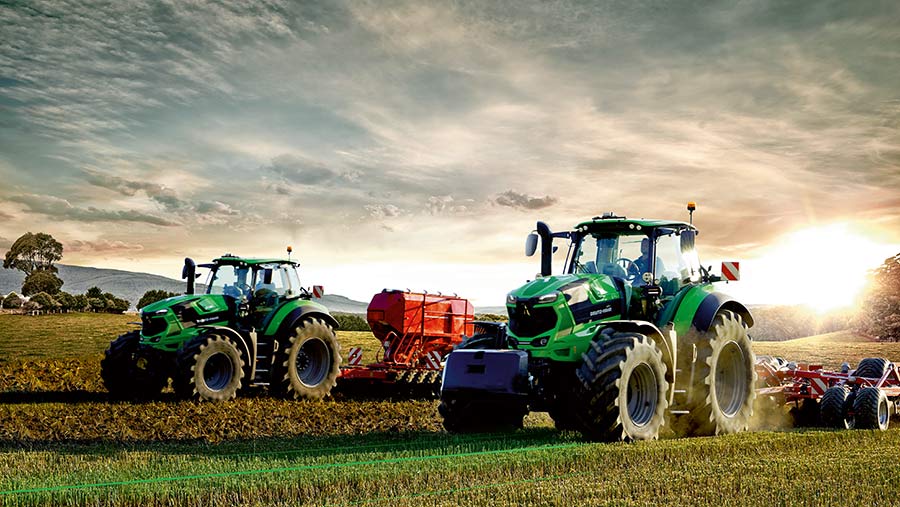 Deutz Fahr series-8 tractor in field