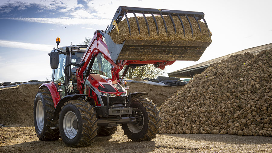 MF5S tractor with feeder wagon