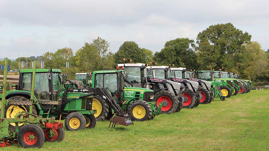Line-up of tractors
