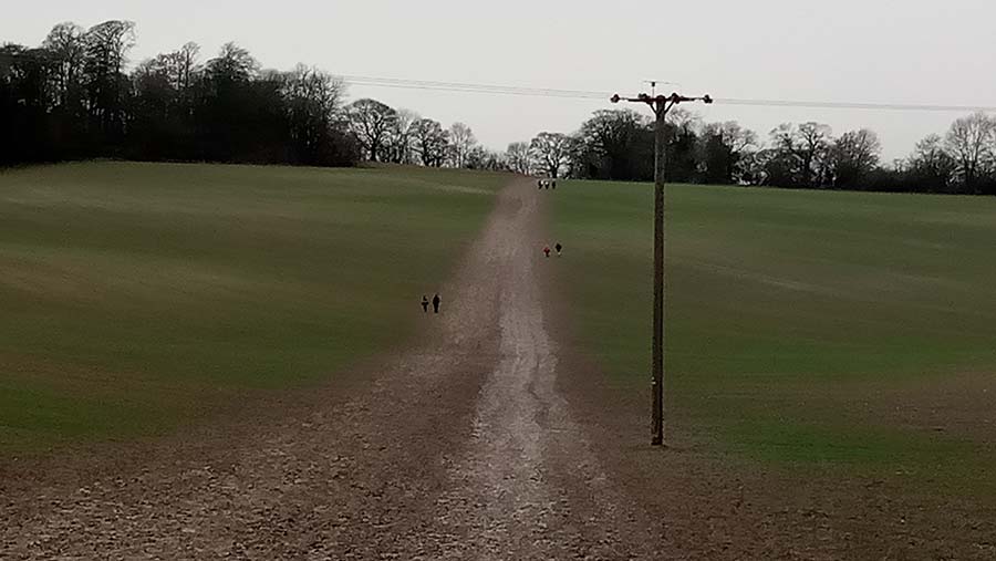 Walkers negotiate the enlarged footpath © Buckmoorend Farm