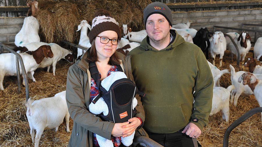 Meg and Damien McNamara with their goat herd