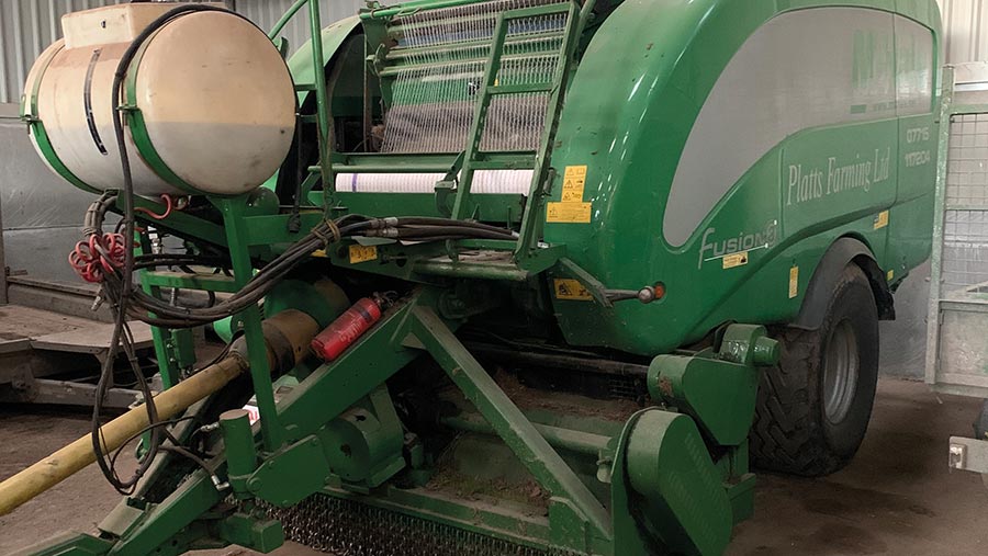 Close up of Mitch Platts' baler