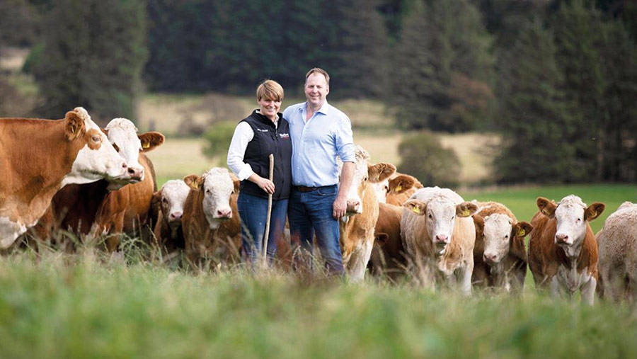 Stewart Stronach and his partner Hazel with the cows at Berryleys farm