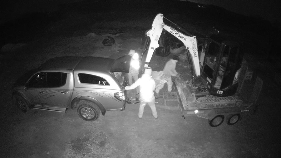 CCTV still of thieves stealing kit