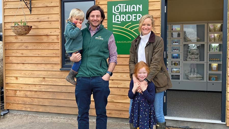 Peter Eccles with his wife, Eilidh, and daughters 