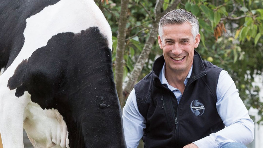 Farmer Philip Halhead with dairy cows