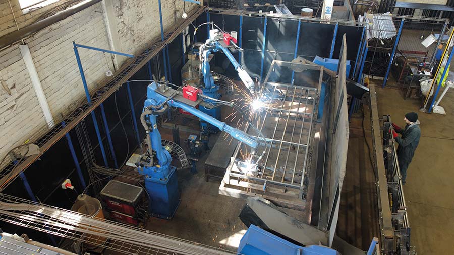 Automated robot welding of field gates