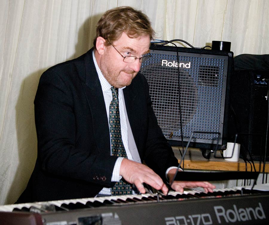 Charlie Flindt playing an electric piano