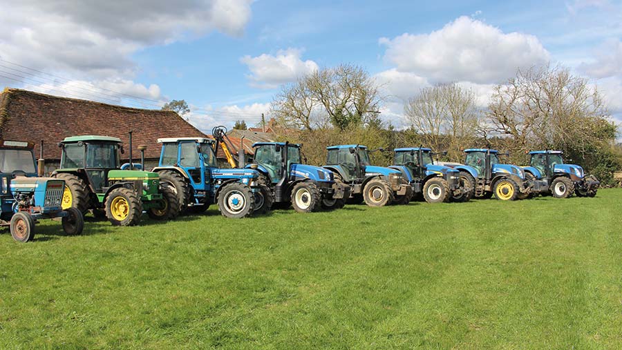 Line up of the Baker's tractors