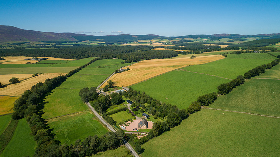 Aerial shot of Blelack Farm