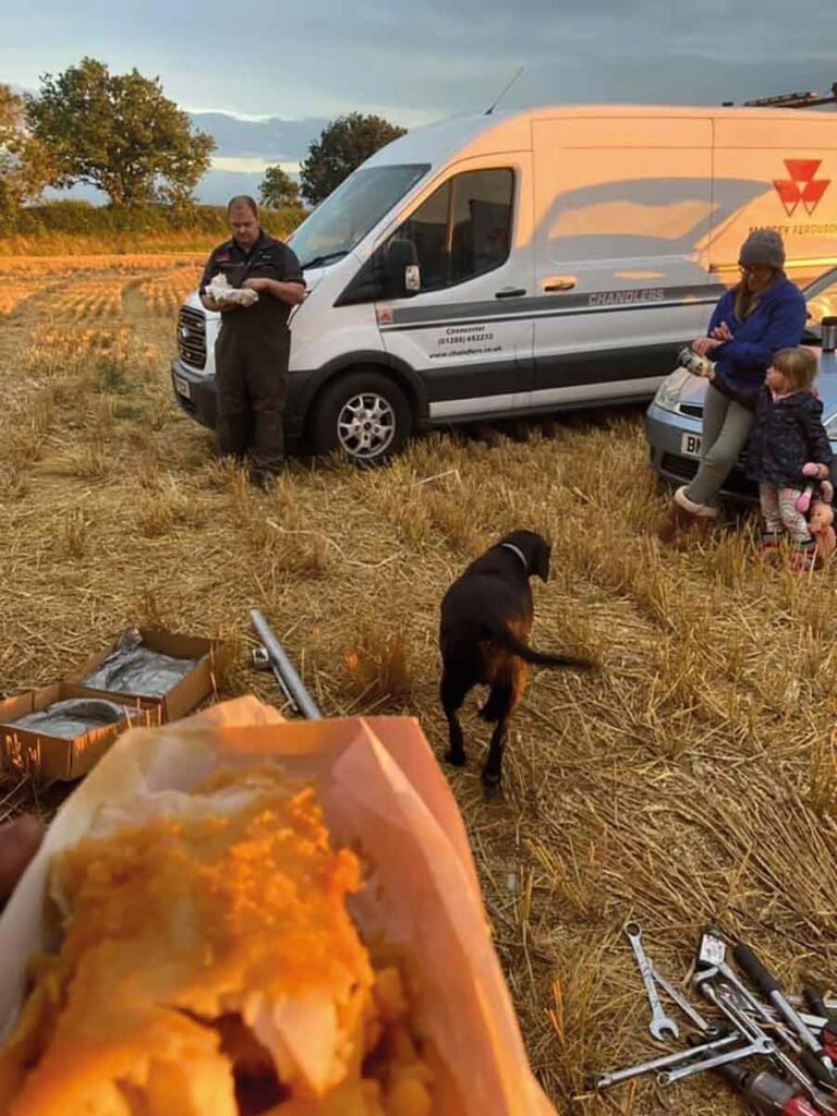 Fish and chip supper in field