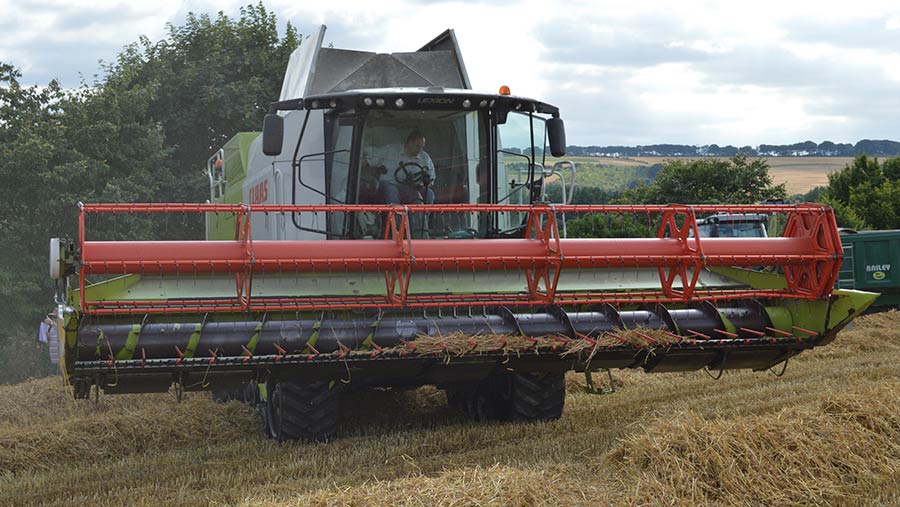 Combine cutting winter barley