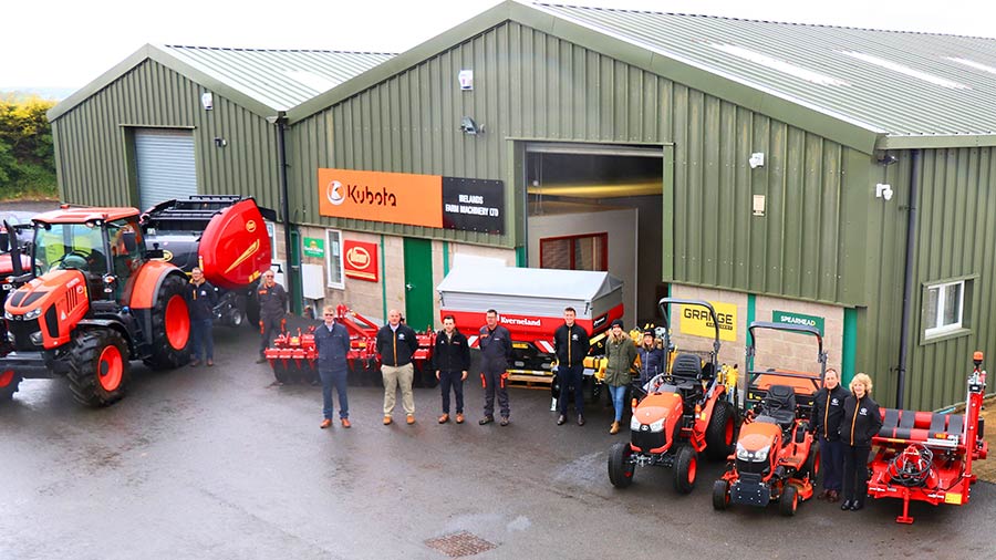 Irelands Farm Machinery's Tinwell depot with staff and kit outside