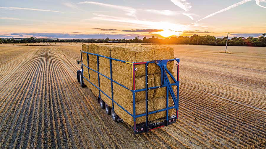 Safe and secure bale transport using a purpose-equipped trailer is also a significant time-saver © PK Sales