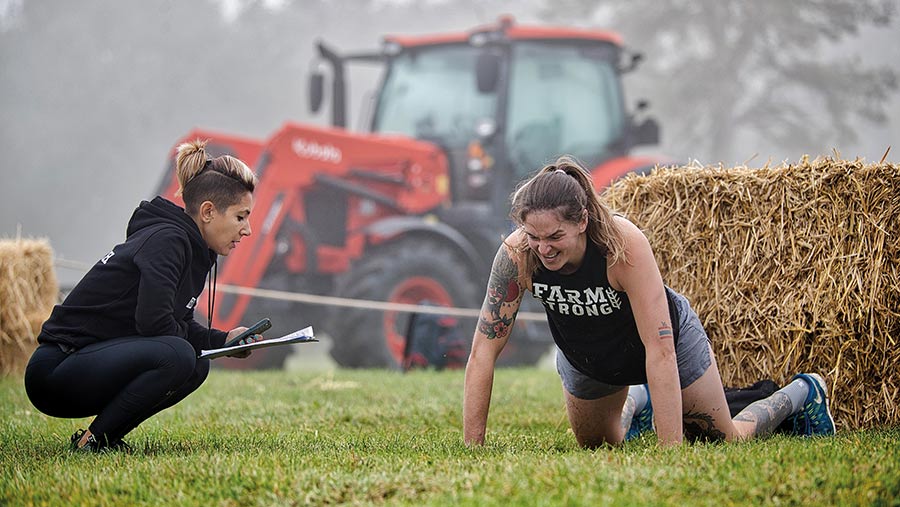 Britain's Fittest Farmer competitor doing push-ups