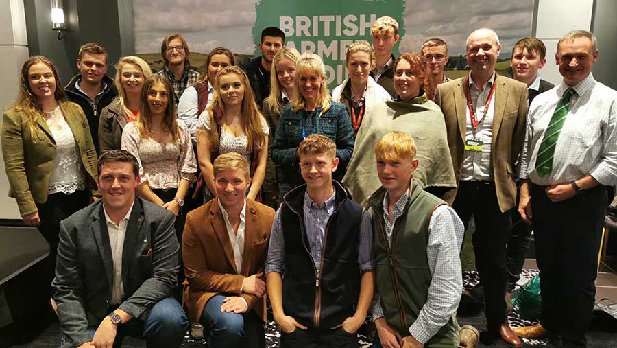 Minette Batters (centre) with NFU North West members and young farmers © Philip Case