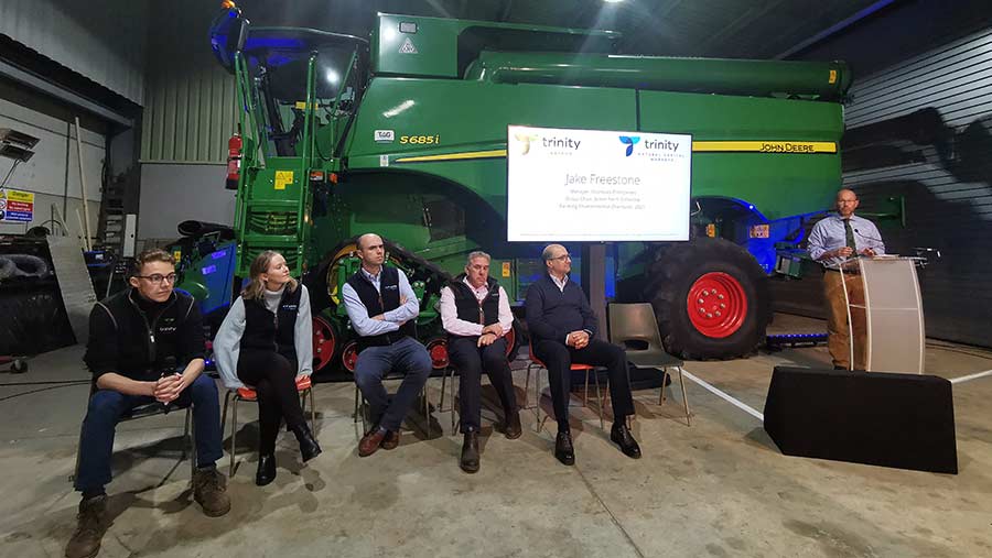 Jake Freestone, right, addresses the Trinity NCM launch © MAG/Philip Case