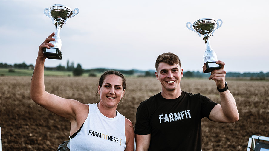 Erica-Robison and James Arney with trophies