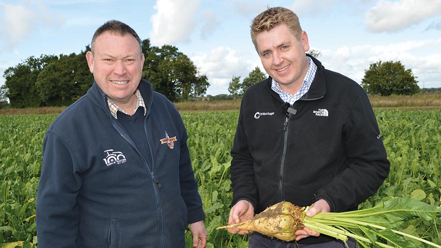 Sugar beet grower James Forrest (left) and Nick Morris from British Sugar