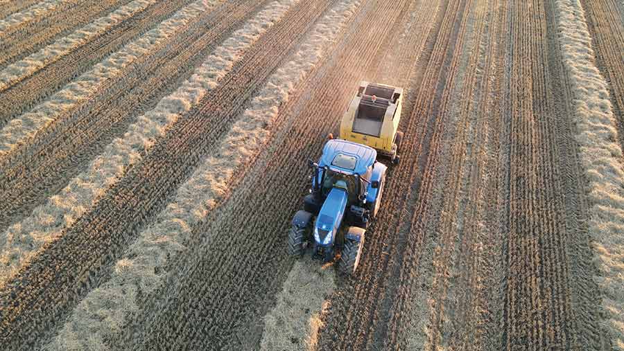 Baling barley straw