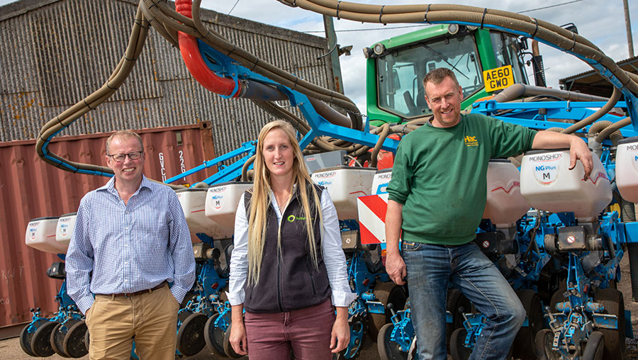 British Sugar Self-Grow team Anthony Hagen and Abbi Taylor with contractor Nigel Harrison