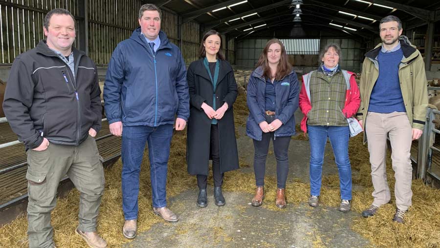 Left to right: Al Watson, NFUS; Colin Flett, NFUS Orkney vice-chairman; Mairi McAllan, environment minister; Kerry Omand, NFUS Orkney regional policy advisor; Morag Milne, NatureScot; and Daniel Brazier, NatureScot © NFU Scotland