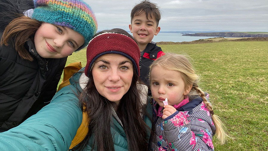 Emma Picton-Jones and family on a coastal walk