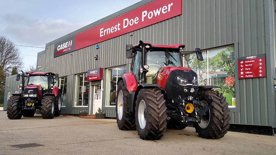 Exterior of dealship with a tractor