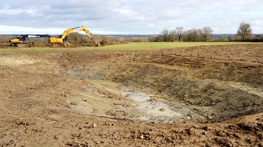 Ponds being excavated for great crested newts in Smarden © Kentish Stour Countryside Partnership