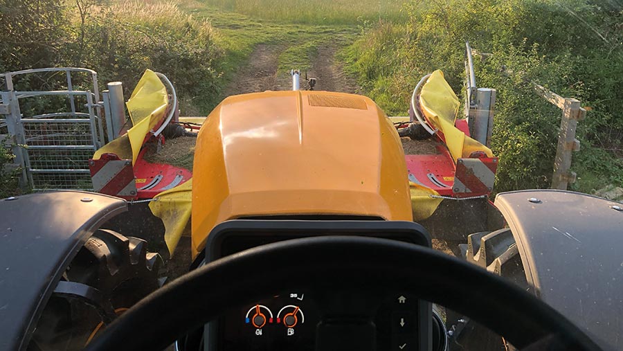 Pottinger Novacat A10 mower going through a gate