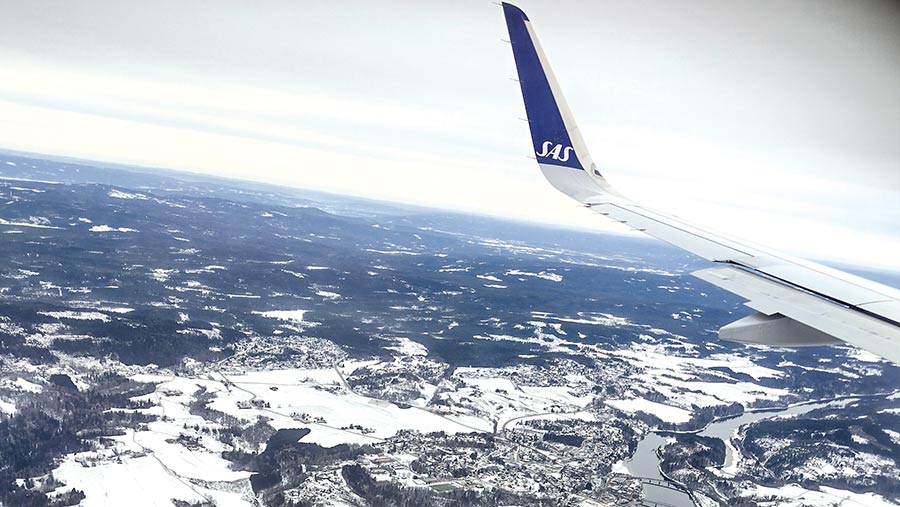 Norway landscape from plane window