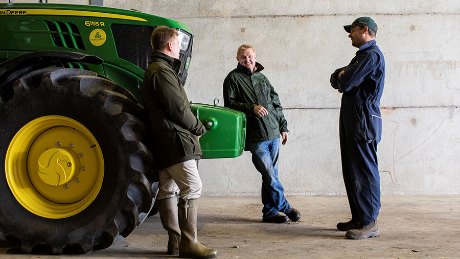 Farmers with tractor