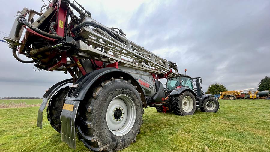 6,000-litre, 36m trailed Landquip sprayer from the back