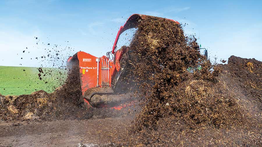 Tractor turning compost