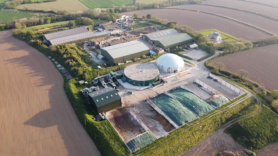 Aerial photo of farm buildings