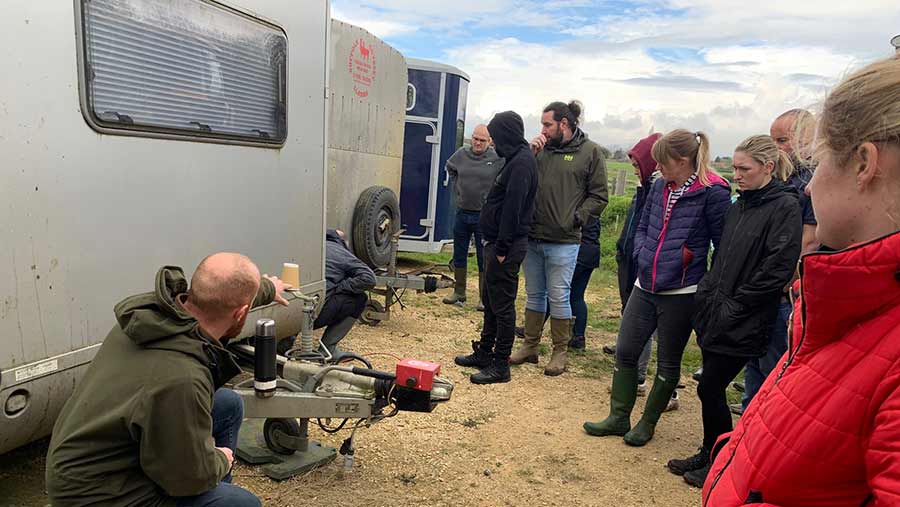 PC Rob Cross with trailer and visitors